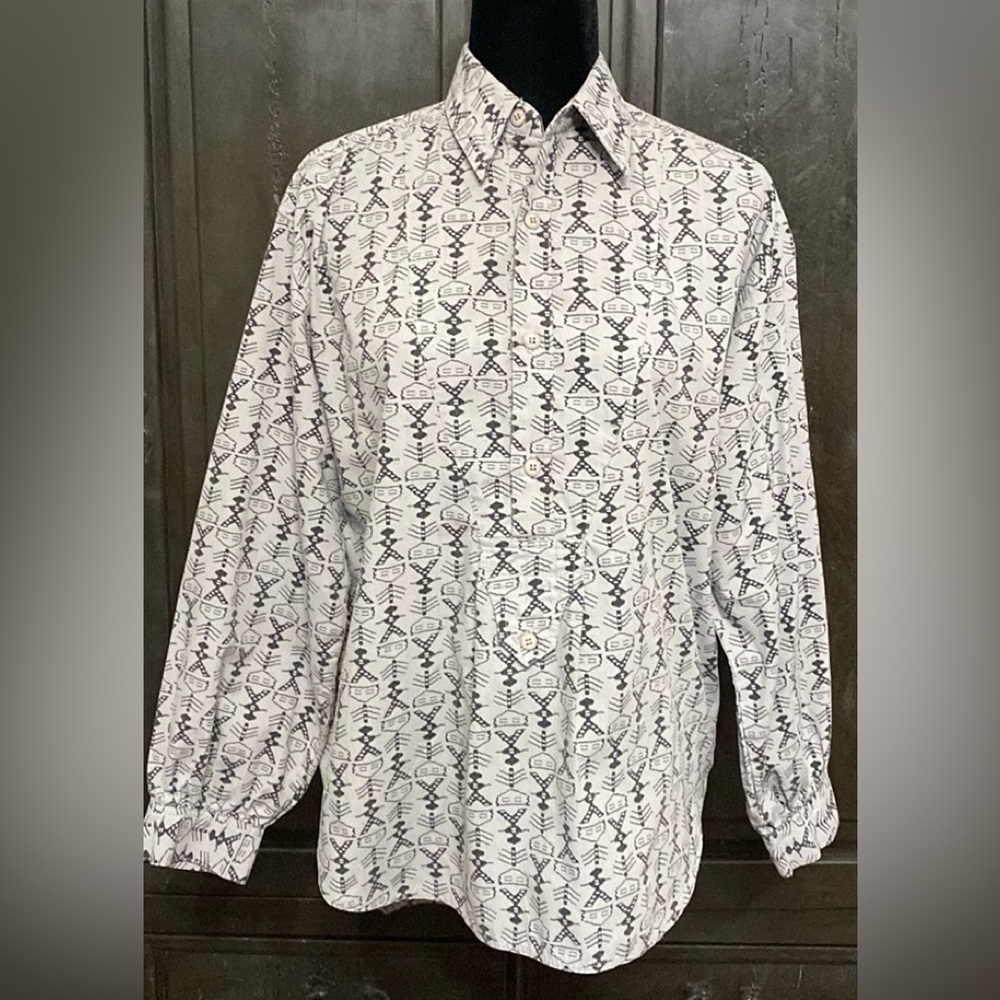 Gabrielle vintage stickman oversized gray blouse. Size Small but fits medium